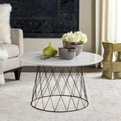 Roe Retro Mid Century Lacquer Coffee Table In White/Black - Safavieh FOX4244C