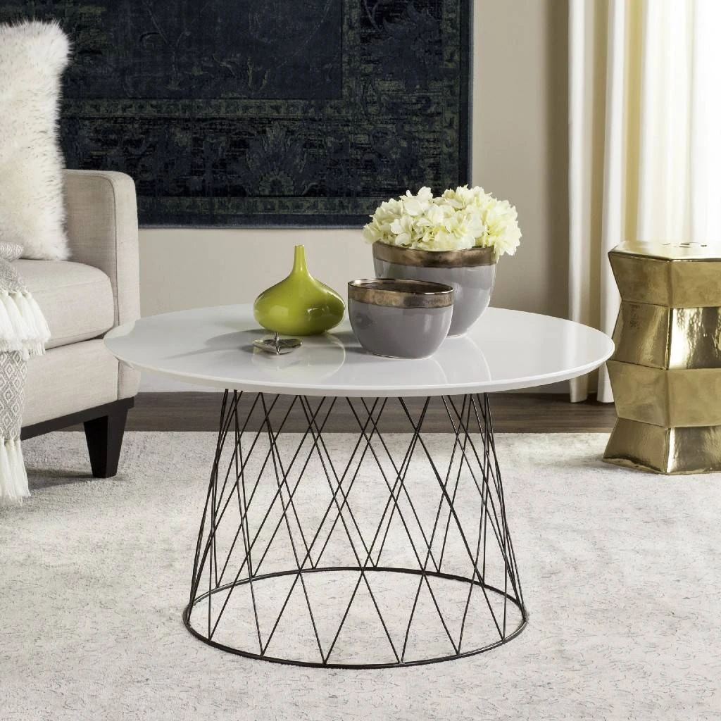 Roe Retro Mid Century Lacquer Coffee Table In White/Black - Safavieh FOX4244C 3 Roe Retro Mid Century Lacquer Coffee Table In White/Black - Safavieh FOX4244C