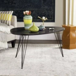 Rocco Retro Mid Century Wood Coffee Table In Black - Safavieh FOX4249B