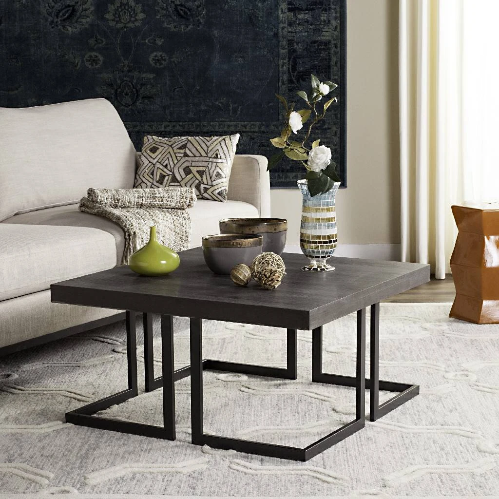 Amalya Modern Mid Century Wood Coffee Table In Dark Grey/Black - Safavieh FOX4253A 3 Amalya Modern Mid Century Wood Coffee Table In Dark Grey/Black - Safavieh FOX4253A
