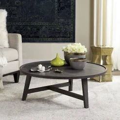 Malone Retro Mid Century Wood Coffee Table In Dark Grey - Safavieh FOX4257B