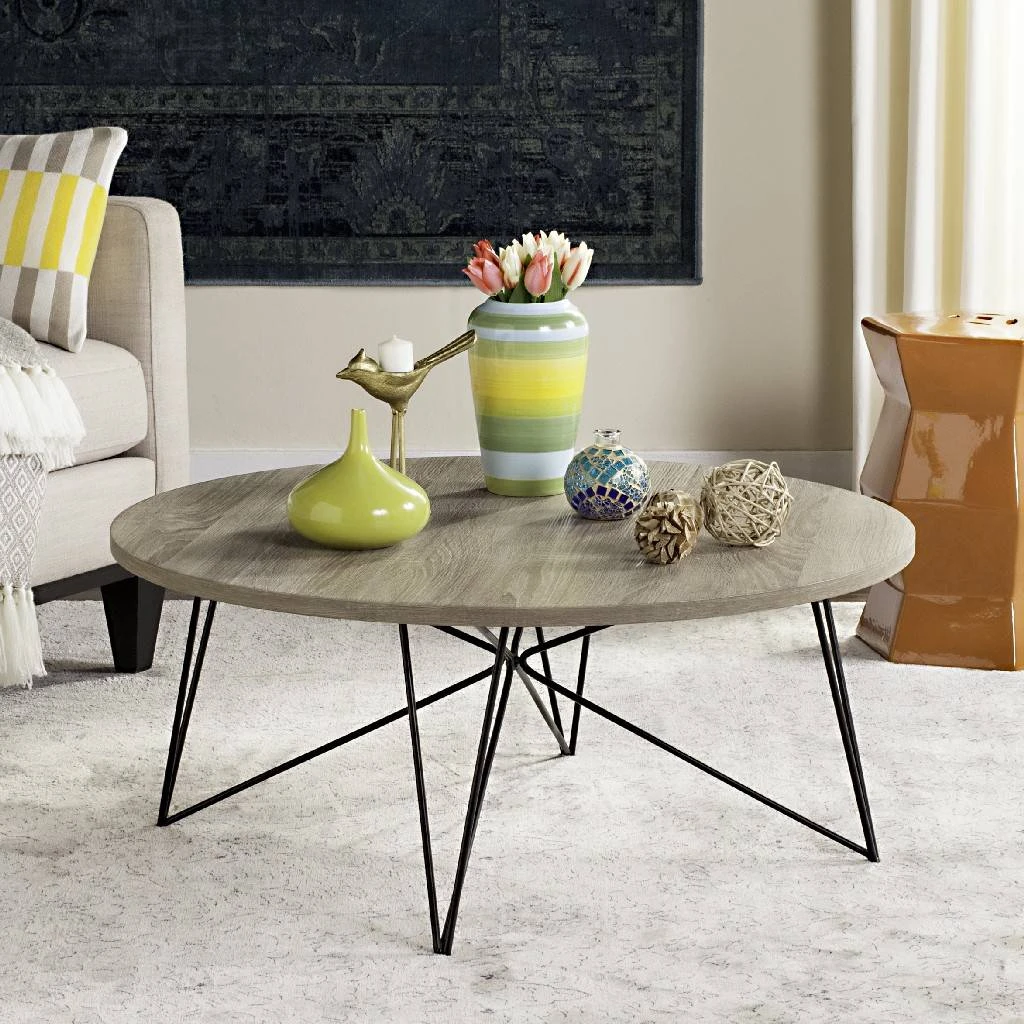 Maris Retro Mid Century Wood Coffee Table In Light Oak/Black - Safavieh FOX4261A 3 Maris Retro Mid Century Wood Coffee Table In Light Oak/Black - Safavieh FOX4261A