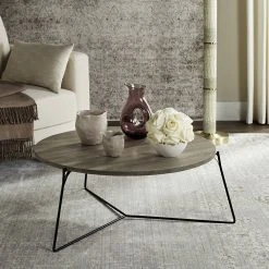 Mae Retro Mid Century Wood Coffee Table In Light Oak/Black - Safavieh FOX4264A