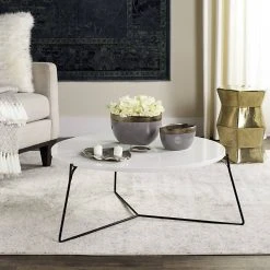 Mae Retro Mid Century Lacquer Coffee Table In White/Black - Safavieh FOX4264B