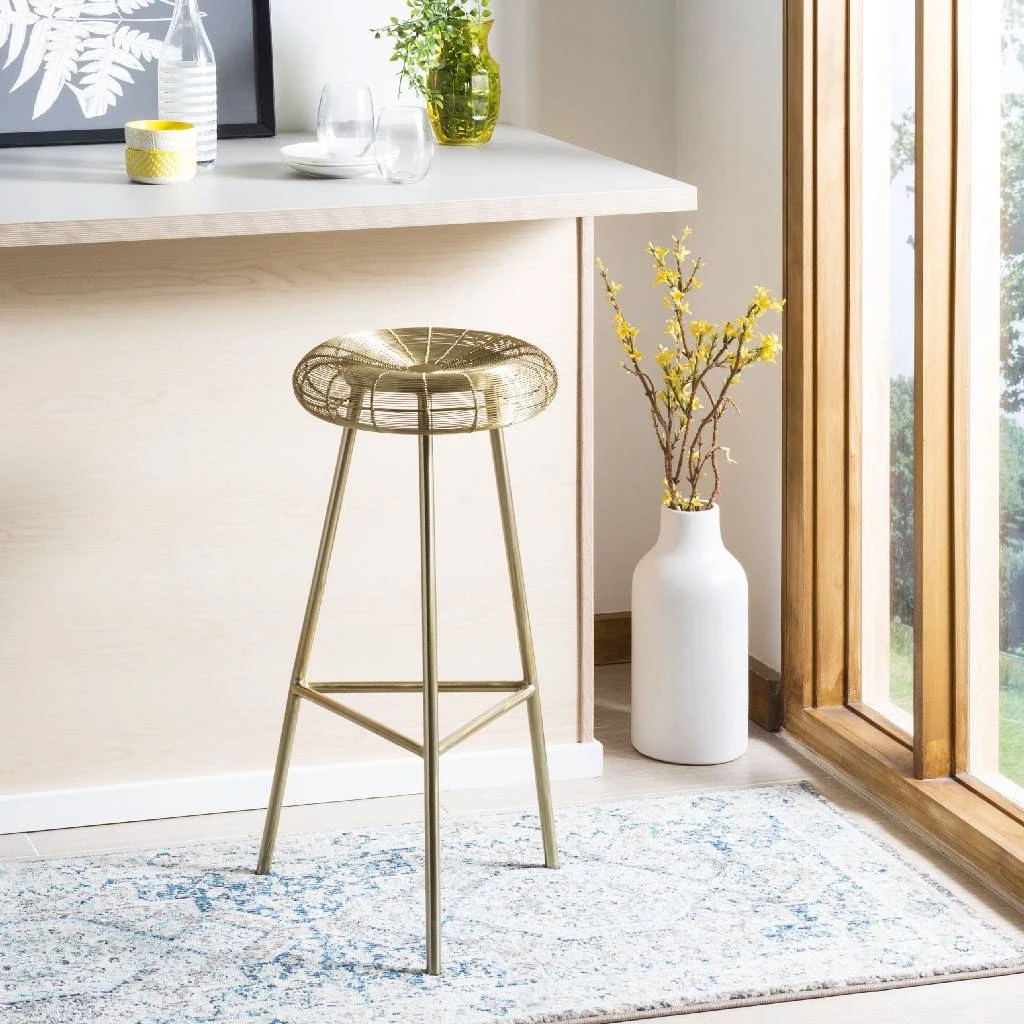 Addison Wire Weaved Contemporary Bar Stool In Gold - Safavieh FOX4516A 3 Addison Wire Weaved Contemporary Bar Stool In Gold - Safavieh FOX4516A