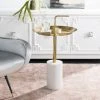 Apollo Round Brass Top Side Table In Brass/Marble - Safavieh FOX5523A