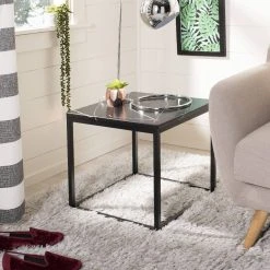 Baize End Table In Black - Safavieh FOX6023B