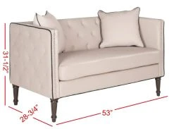 Sarah Tufted Settee W/ Pillows In Taupe/Black/Espresso - Safavieh FOX6206E