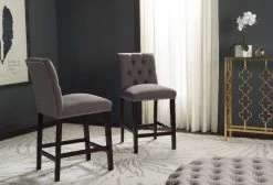 Norah Counter Stool In Dark Taupe/Espresso (Set Of 2) - Safavieh FOX6209B-SET2