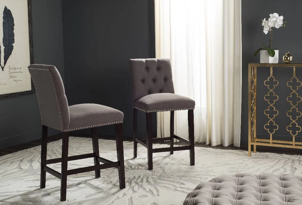 Norah Counter Stool In Dark Taupe/Espresso (Set Of 2) - Safavieh FOX6209B-SET2 3 Norah Counter Stool In Dark Taupe/Espresso (Set Of 2) - Safavieh FOX6209B-SET2