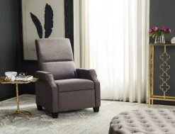 Hamilton Recliner Chair In Dark Taupe/Black - Safavieh FOX6220B