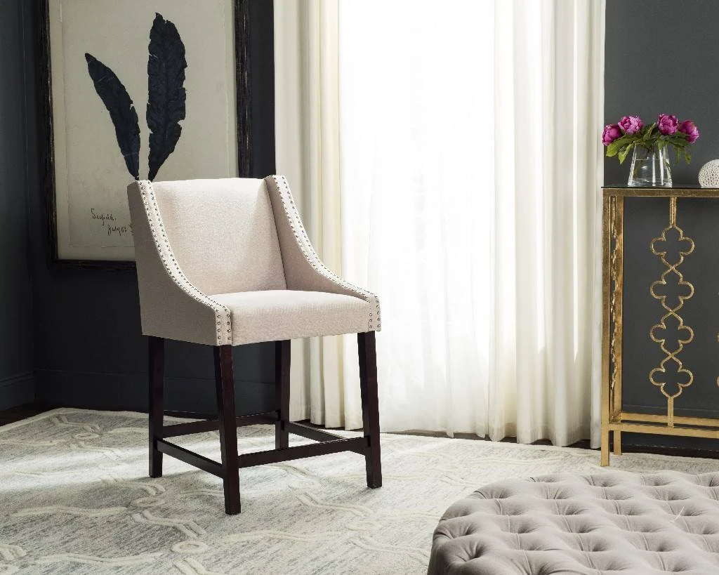 Dylan Counter Stool In Beige/Espresso - Safavieh FOX6221A 3 Dylan Counter Stool In Beige/Espresso - Safavieh FOX6221A