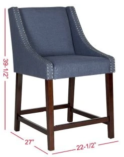 Dylan Counter Stool In Navy/Espresso - Safavieh FOX6221C