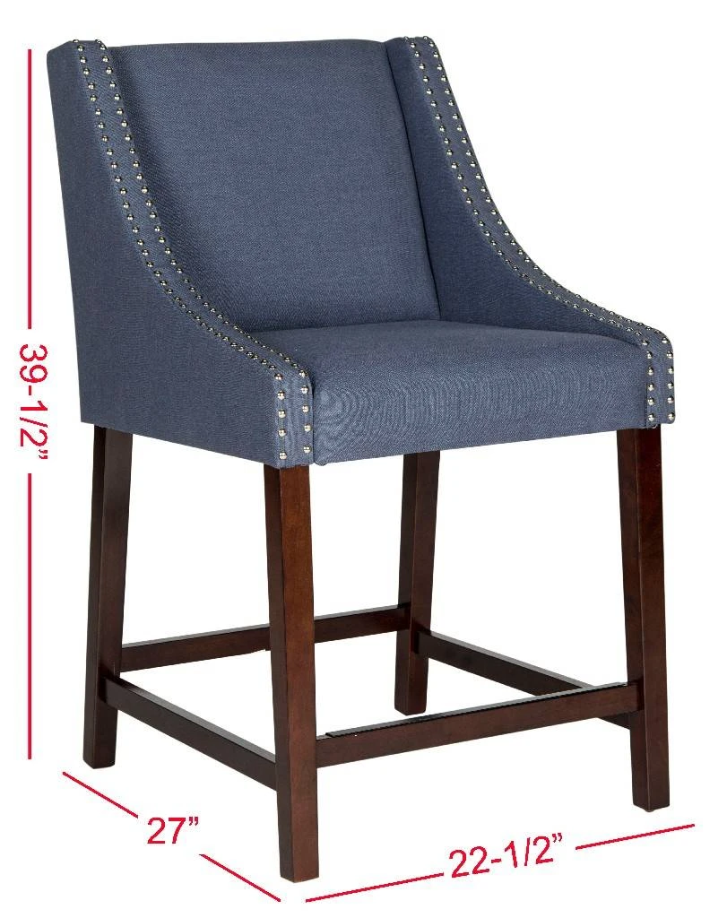 Dylan Counter Stool In Navy/Espresso - Safavieh FOX6221C 3 Dylan Counter Stool In Navy/Espresso - Safavieh FOX6221C