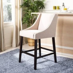 Dylan Bar Stool In Beige/Espresso - Safavieh FOX6222A