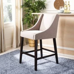 Dylan Bar Stool In Taupe/Espresso - Safavieh FOX6222B