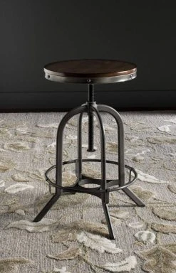 Wildomar Swivel Stool In Burnt Oak - Safavieh FOX6226A