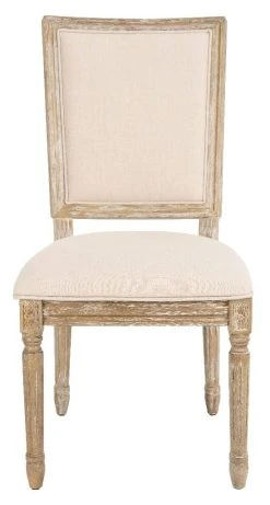 Buchanan 19''H French Brasserie Linen Rect Side Chair In Beige/Rustic Oak (Set Of 2) - Safavieh FOX6229G-SET2