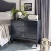 Lorna 3 Drawer Contemporary Night Stand In Navy - Safavieh FOX6232B