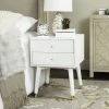 Lyla Mid Century Retro Gold Cap Nightstand In White/Gold - Safavieh FOX6234B -Safavieh Homeware 187 FOX6234B ROOM