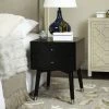 Lyla Mid Century Retro Silver Cap Nightstand In Black/Silver - Safavieh FOX6234D