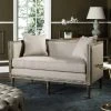 Leandra Linen French Country Settee In Taupe/Rustic Oak - Safavieh FOX6237B -Safavieh Homeware 187 FOX6237B ROOM