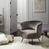Arlette Velvet Retro Mid Century Accent Chair In Hazelwood - Safavieh FOX6257A -Safavieh Homeware 187 FOX6257A ROOM