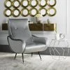 Elicia Velvet Retro Mid Century Accent Chair In Light Grey - Safavieh FOX6260A -Safavieh Homeware 187 FOX6260A ROOM