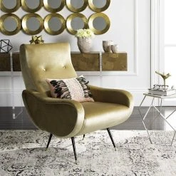 Elicia Velvet Retro Mid Century Accent Chair In Camel - Safavieh FOX6260B