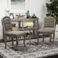 Eloise 20''H French Leg Dining Chair In Dark Brown/Rustic Oak (Set Of 2) - Safavieh FOX6264C-SET2