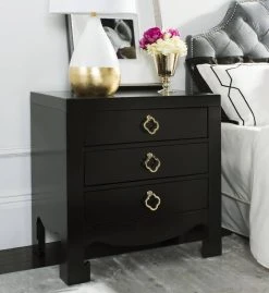 Nero 3 Drawer Nightstand In Black - Safavieh FOX6274A
