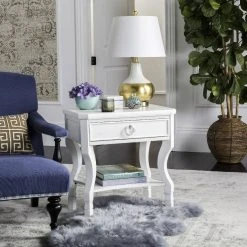 Alaia One Drawer Night Stand In White - Safavieh FOX6275A