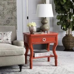Alaia One Drawer Night Stand In Red - Safavieh FOX6275E
