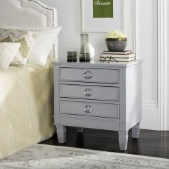Kira Three Drawer Night Stand In Grey - Safavieh FOX6276C