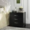 Raina Three Drawer Greek Key Night Stand In Black - Safavieh FOX6278B -Safavieh Homeware 187 FOX6278B ROOM