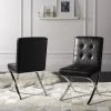 Walsh Tufted Side Chair In Black/Chrome - Safavieh FOX6300A -Safavieh Homeware 187 FOX6300A ROOM