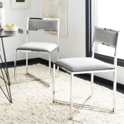 Menken Chrome Side Chair In Grey/Chrome (Set Of 2) - Safavieh FOX6301B-SET2