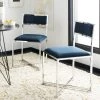 Menken Chrome Side Chair In Navy/Chrome (Set Of 2) - Safavieh FOX6301C-SET2 -Safavieh Homeware 187 FOX6301C SET2 ROOM