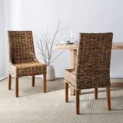 Suncoast 18''H Rattan Arm Chair In Brown (Set Of 2) - Safavieh FOX6503A-SET2