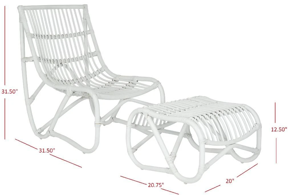 Shenandoah Chair & Ottoman In White - Safavieh FOX6526A 3 Shenandoah Chair & Ottoman In White - Safavieh FOX6526A