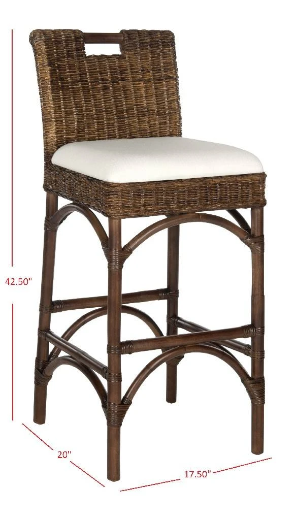 Fremont Bar Stool In Brown/Eggshell - Safavieh FOX6532C 3 Fremont Bar Stool In Brown/Eggshell - Safavieh FOX6532C