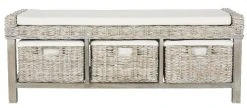 Kobutsu Storage Bench In Grey White Wash/Eggshell - Safavieh FOX6537A