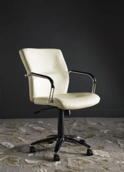 Lysette Desk Chair In Cream/Silver - Safavieh FOX8500A