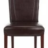 Ken 19''H Leather Side Chair In Brown/Cherry Mahogany (Set Of 2) - Safavieh HUD8200A-SET2 1 Ken 19''H Leather Side Chair In Brown/Cherry Mahogany (Set Of 2) - Safavieh HUD8200A-SET2 -Safavieh Homeware 187 HUD8200A SET2 FRONT