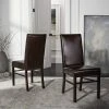 Classic 20''H Leather Side Chair In Brown/Cherry Mahogany (Set Of 2) - Safavieh HUD8205A-SET2 -Safavieh Homeware 187 HUD8205A SET2 ROOM
