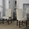 Classic 20''H Striped Side Chair In Cream/Tan/Cherry Mahogany (Set Of 2) - Safavieh HUD8205C-SET2 -Safavieh Homeware 187 HUD8205C SET2 ROOM