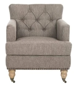 Colin Tufted Club Chair In Taupe/White Wash - Safavieh HUD8212F