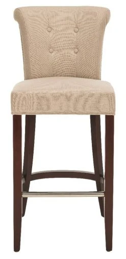 Addo Bar Stool In True Taupe/Cherry Mahogany - Safavieh HUD8218A