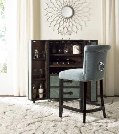 Addo Ring Counter Stool In Sky Blue/Espresso - Safavieh HUD8241C