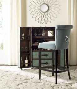 Addo Ring Bar Stool In Sky Blue/Espresso - Safavieh HUD8242C